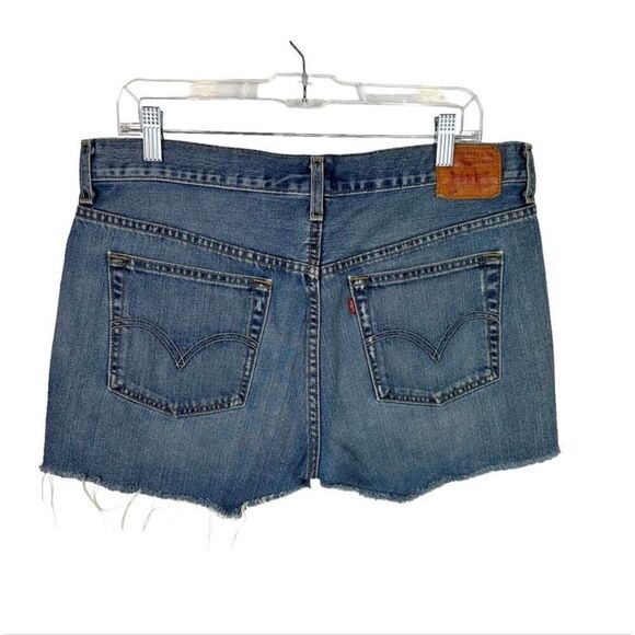 Levis Vintage 501Jean Shorts High Rise Denim Cut Off Fringe Grunge Y2K Women 18 - Picture 2 of 4